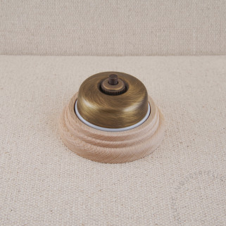 Bouton poussoir arrondi Dimbler dôme métal base porc. Bl. socle