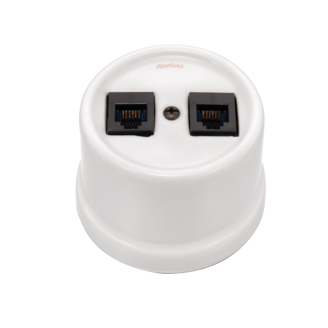Prise RJ45 UTP Cat 6 porcelaine blanche