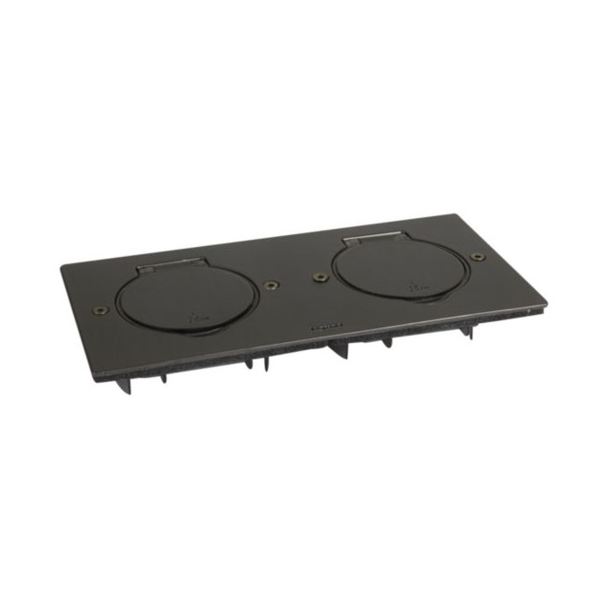 Platine de sol rect. pour fonctions 2 postes - acier brun brossé