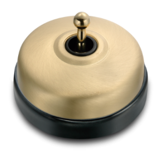 Poussoir doré satin manette doré brillant porc. noire ss passe-câble