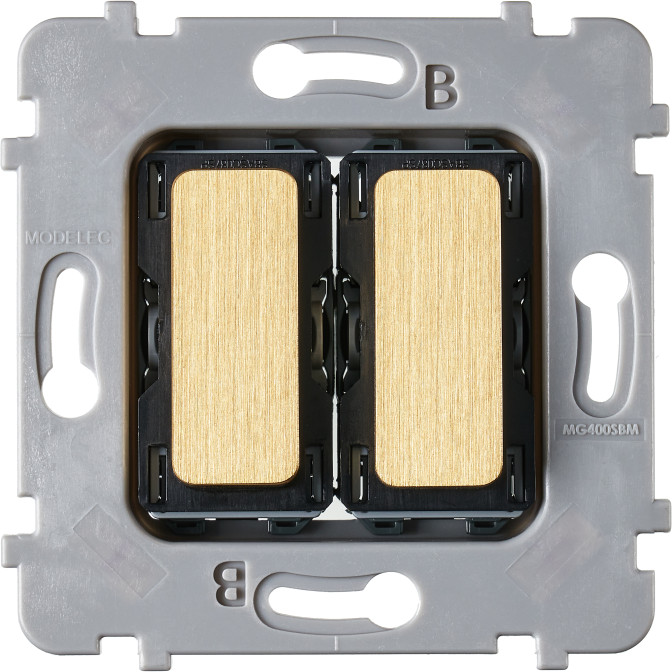 Mécanisme Plat 2 Boutons Vv Et/Ou Poussoir Collection M Laiton Brosse