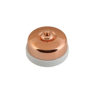 Bouton poussoir dôme et manette cuivre brillante porcelaine blanche s