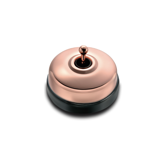 Poussoir et manette cuivre brillant porcelaine noire ss passe-câble