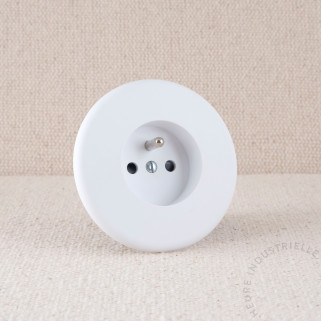 Prise de courant 2P+T simple IRIS blanc satin puits blanc