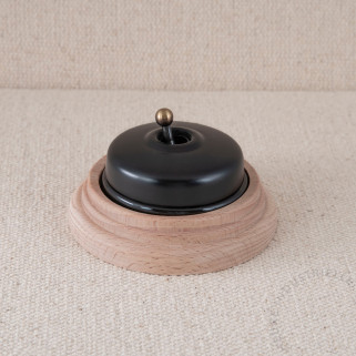 VV Dimbler noir mat base BL manette laiton vieilli socle Bois brut
