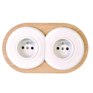 Socle en bois brut pour façade double Iris Porcelaine
