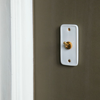 Bouton Poussoir (BP) simple Porcelaine Blanche Push+Vis Doré